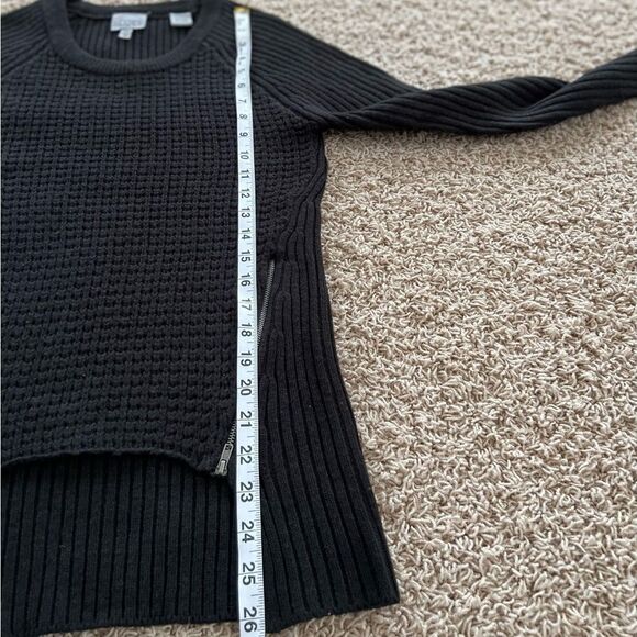 The Slope Hi-Lo Waffle Knit Long Sleeve Sweater Black Silver Zippers - Picture 10 of 10